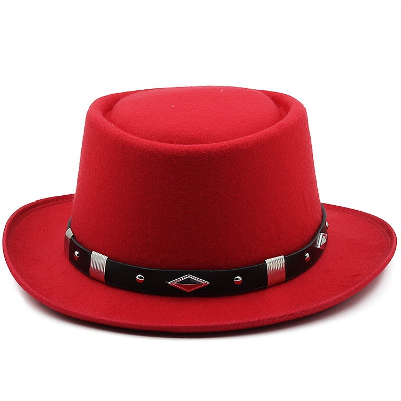 Fedora Hat Unisex Black Belt Chaplin Style Gentleman Hat - Image 3