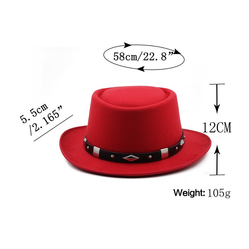 Fedora Hat Unisex Black Belt Chaplin Style Gentleman Hat - Image 2