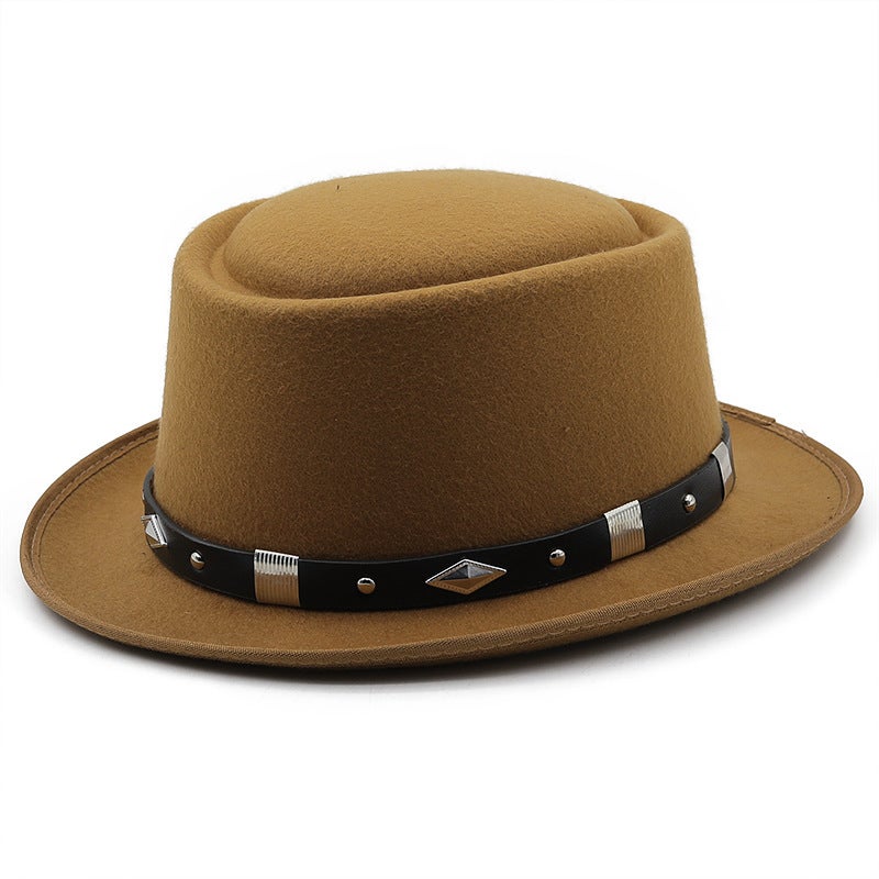 Fedora Hat Unisex Black Belt Chaplin Style Gentleman Hat - Image 4