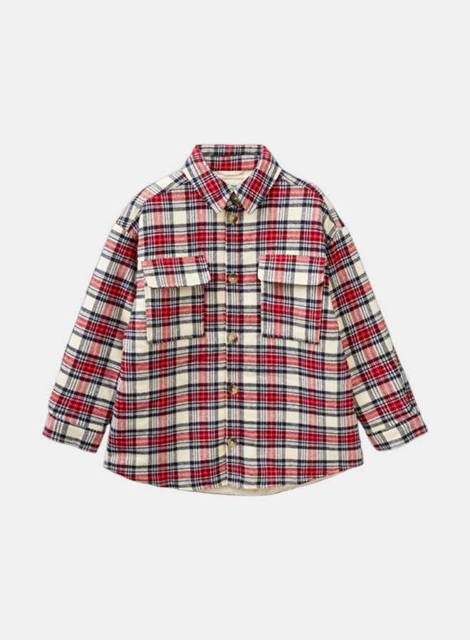 Benetton Boys Check Flannel Jacket - Image 1