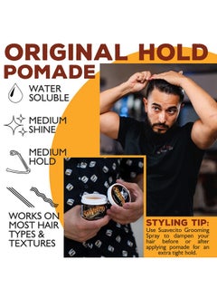 SUAVECITO Pomade Original For Men 4 Oz, 1 Pack - Medium Shine Water Based Wax Like Flake Free Hair Gel - Easy To Wash Out - All Day Hold For All Hairstyles 
