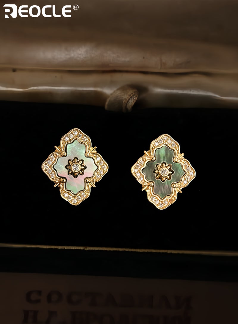 ريوكل أقراط نسائية عتيقة على شكل صدفة بتصميم زيركون ميكرو باف من الفضة الاسترلينية بأزرار مصنوعة يدويًا لتكون مثالية للارتداء الأنيق - Image 3