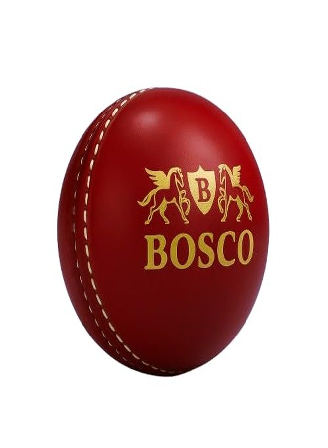 BOSCO Professional Leather Cricket Ball, Red, Hand-Stitched, Premium Grade for Test, ODI, T20, Practice Matches - Image 1