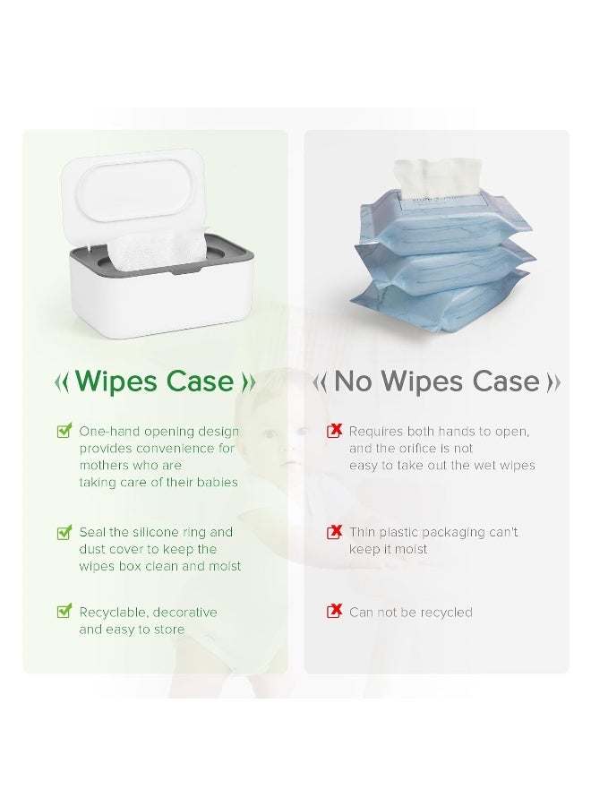 Flenpptly Baby Wipes Dispenser, Wipes Case Baby Wipe Holder Keeps Wipes Fresh, Non-Slip, Easy Open & Close (Gray) - Image 4