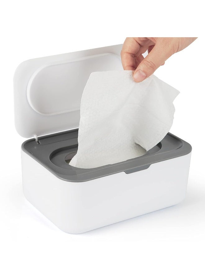 Flenpptly Baby Wipes Dispenser, Wipes Case Baby Wipe Holder Keeps Wipes Fresh, Non-Slip, Easy Open & Close (Gray) - Image 1