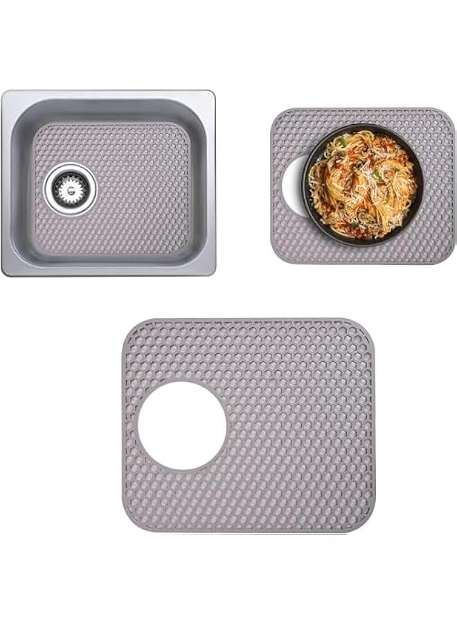 HOOKOR Silicone Kitchen Sink Mat, Folding Heat Resistant Non-Slip Sink Protectors, Kitchen Sink Mats Grid Accessory for Stainless Steel Sink, Bathroom Sink, Porcelain Bowl (Grey) - Image 1