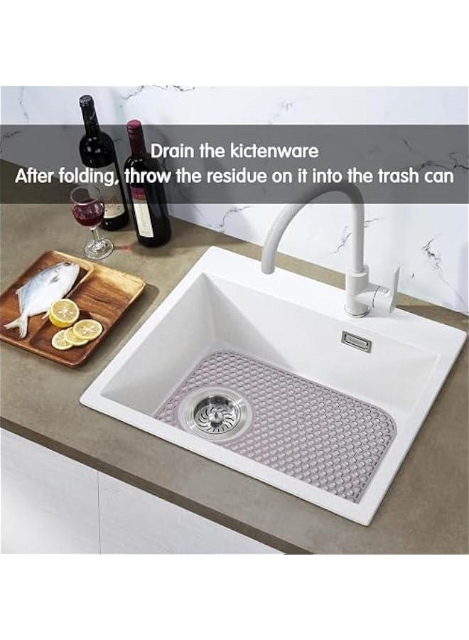 HOOKOR Silicone Kitchen Sink Mat, Folding Heat Resistant Non-Slip Sink Protectors, Kitchen Sink Mats Grid Accessory for Stainless Steel Sink, Bathroom Sink, Porcelain Bowl (Grey) - Image 4