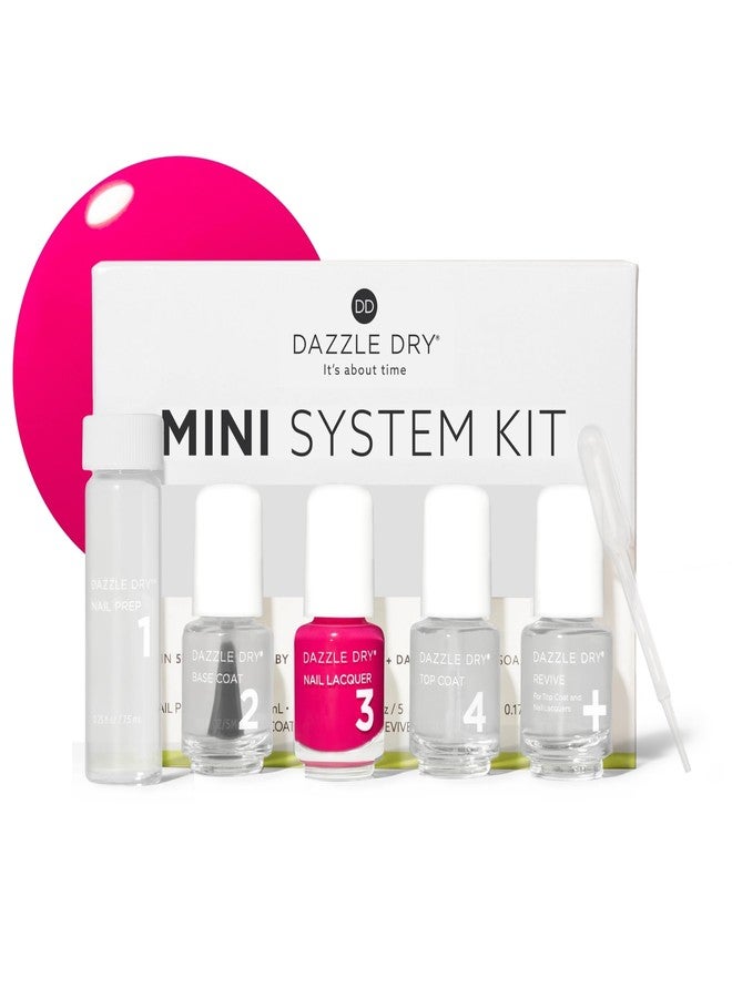 Dazzle Dry Mini Kit 4 Step System - Heart of Fire, a beautiful bright hot pink. Full coverage, cream. (5 Piece Kit / 5 Manicures) - Image 1