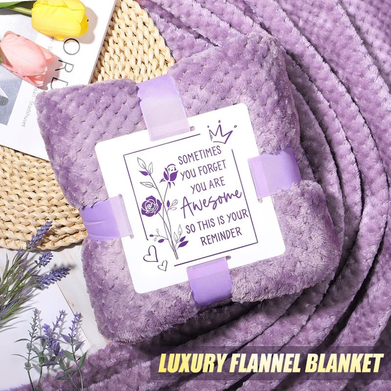 Qinline Birthday Gifts for Women Self Care Get Well Soon Gifts, Lavender Relaxing Spa Bath Gift Basket Care Package w/ Flannel Blanket 40 OZ Tumbler, Mother's Day Gift for Mom Her Wife Girlfriend Grandma - Image 3
