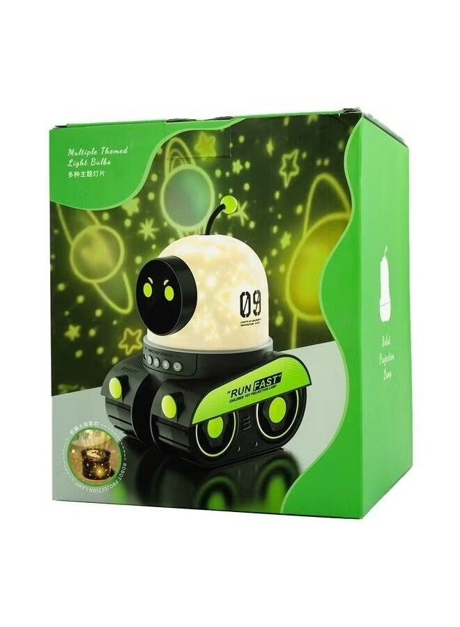 Robot Night Light Projector For Room Decor with 12 Films and 15 Sounds, USB Rechargeable, Portable Star Projector - Image 1