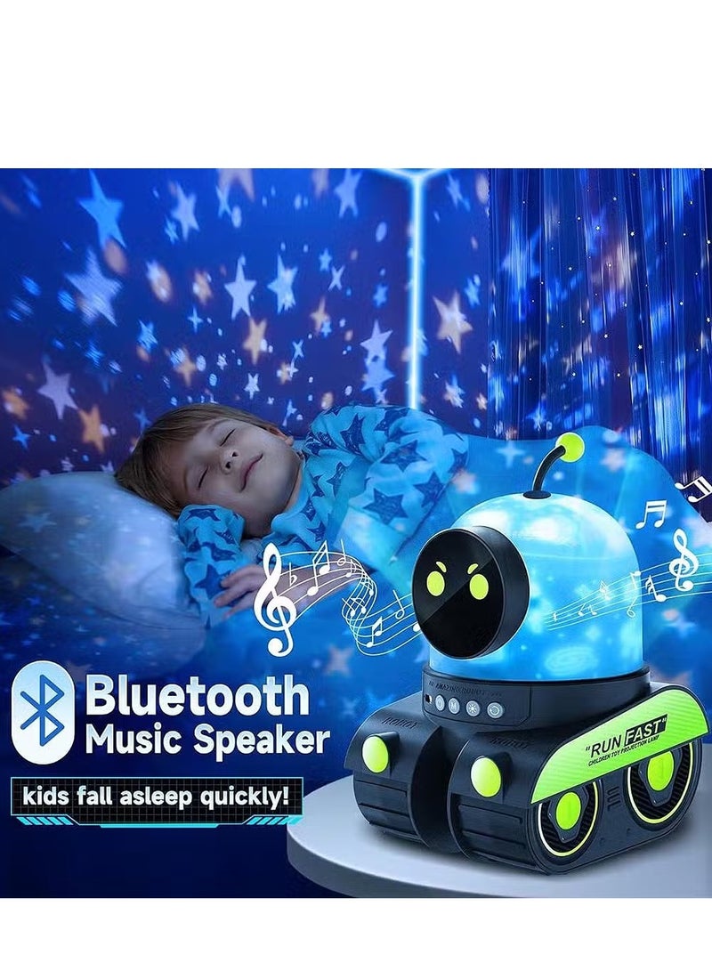 Robot Night Light Projector For Room Decor with 12 Films and 15 Sounds, USB Rechargeable, Portable Star Projector - Image 5