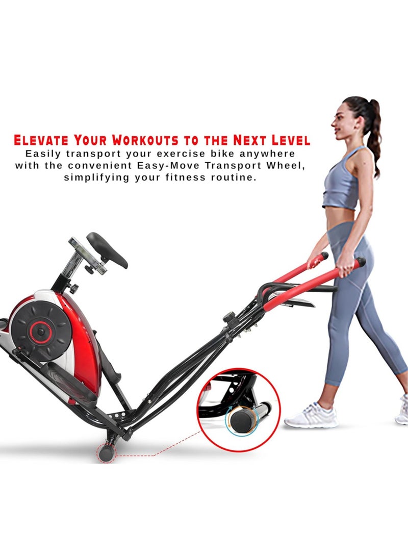 Sky Land 2-in-1 Elliptical Trainer & Exercise Bike | Magnetic Resistance Cross Trainer with Digital Monitor, 8-Level Control | Home Cardio Workout Machine EM-1202 (Red)  - Image 5