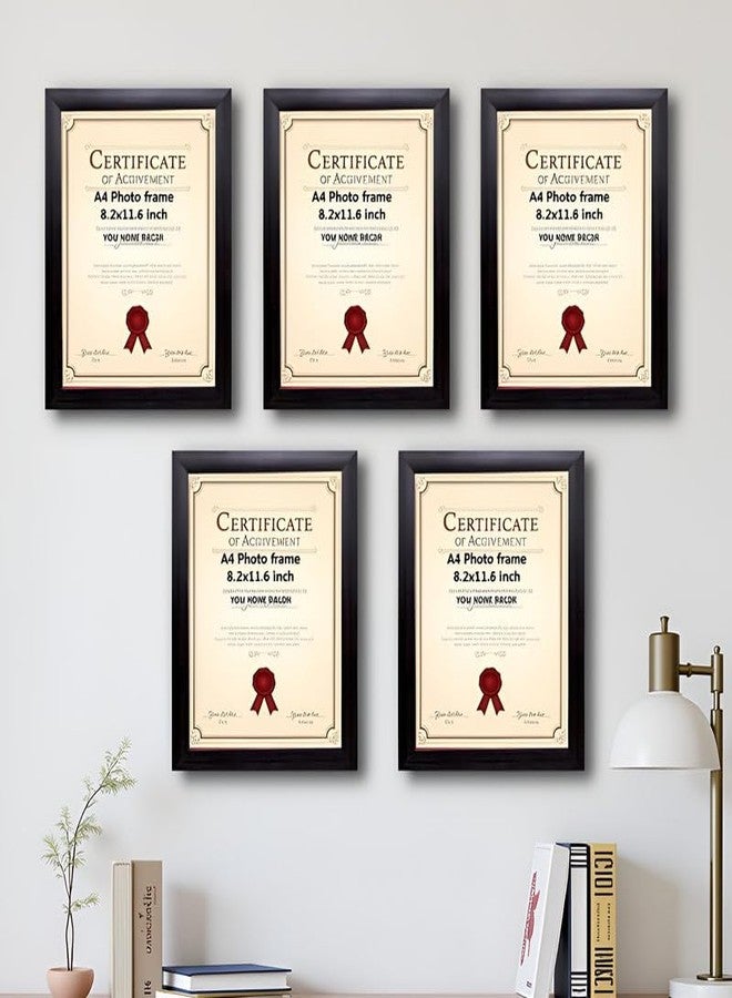KDM HOME DECOR مجموعة إطارات صور KDM HOME DECOR مقاس A4 للتعليق على الحائط، 5 إطارات صور سوداء لتزيين المنزل والمكتب، مقاس 8 × 12 بوصة - Image 2