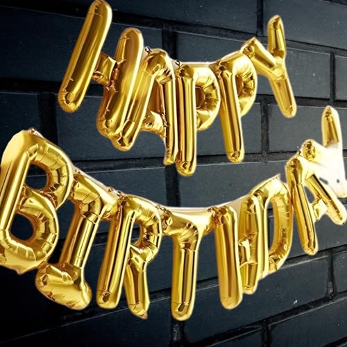 KITTER Golden Happy Birthday Foil Balloon, Metallic Happy Birthday Balloons Set for Birthday Decoration Kit, Balloons for Decorating Birthday For Boys Girls Kids Adults - Image 1