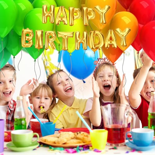 KITTER Golden Happy Birthday Foil Balloon, Metallic Happy Birthday Balloons Set for Birthday Decoration Kit, Balloons for Decorating Birthday For Boys Girls Kids Adults - Image 3