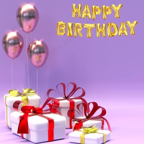 KITTER Golden Happy Birthday Foil Balloon, Metallic Happy Birthday Balloons Set for Birthday Decoration Kit, Balloons for Decorating Birthday For Boys Girls Kids Adults - Image 5