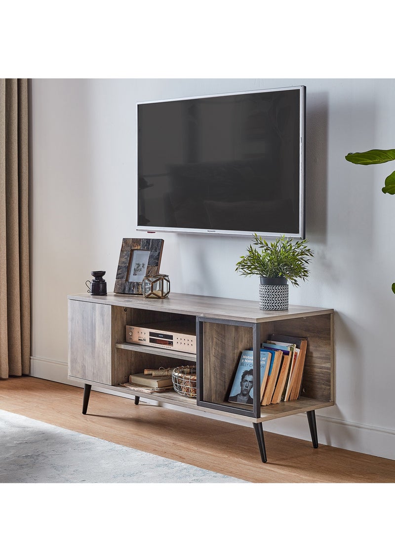 LINSY HOME LINSY HOME - T-V Stand , Storage Cabinet for Bedroom, Living Room, Nursery, Entryway , Sturdy Steel Frame, Light Grey Color, 110L*40W* 50H cm  - Image 4