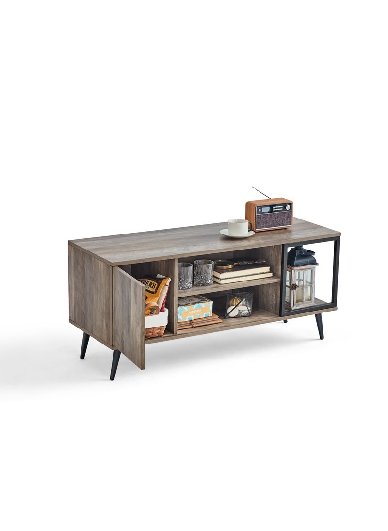 LINSY HOME LINSY HOME - T-V Stand , Storage Cabinet for Bedroom, Living Room, Nursery, Entryway , Sturdy Steel Frame, Light Grey Color, 110L*40W* 50H cm  - Image 2