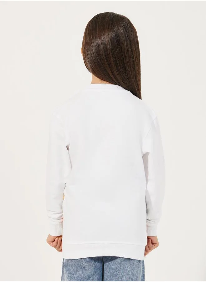 Styli Butterfly Print Longline Sweatshirt