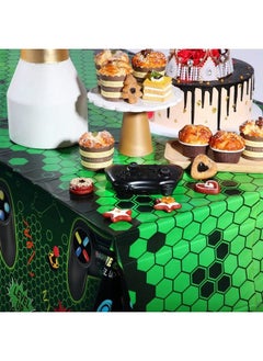 Tatuo 3 Pcs Video Game Table Cover Video Game Birthday Decoration Game Theme Plastic Table Cloth Party Supplies For Boys Girls Kids Player Geek Party Decorations 54 X 108 Inch (Green Classic Style)  - Image 5