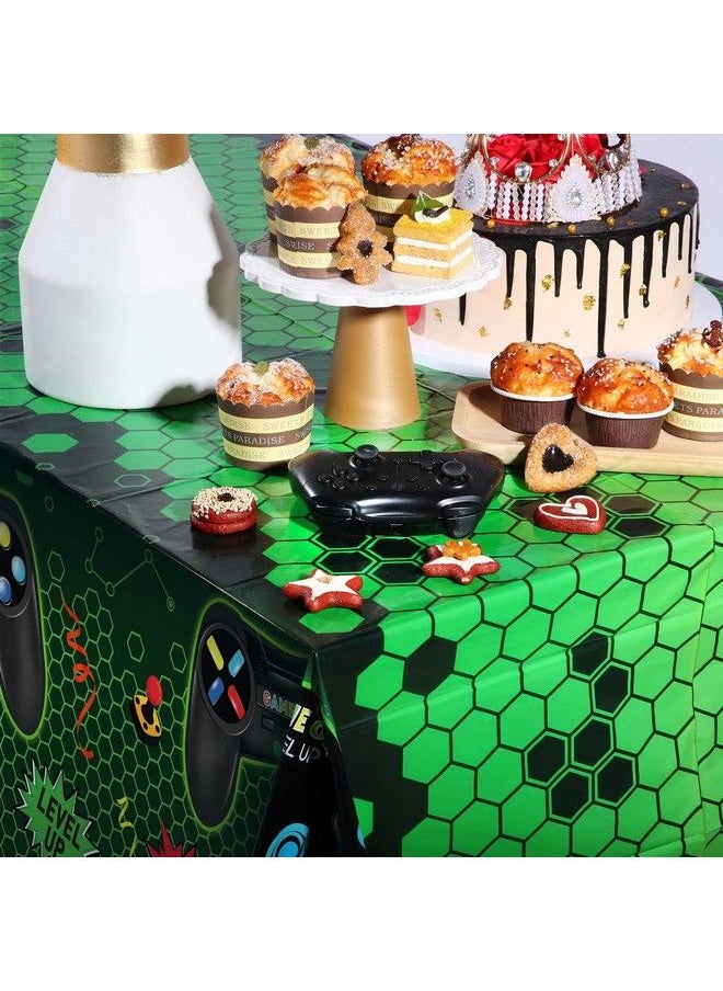 Tatuo 3 Pcs Video Game Table Cover Video Game Birthday Decoration Game Theme Plastic Table Cloth Party Supplies For Boys Girls Kids Player Geek Party Decorations 54 X 108 Inch (Green Classic Style)  - Image 5