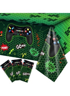Tatuo 3 Pcs Video Game Table Cover Video Game Birthday Decoration Game Theme Plastic Table Cloth Party Supplies For Boys Girls Kids Player Geek Party Decorations 54 X 108 Inch (Green Classic Style)  - Image 2