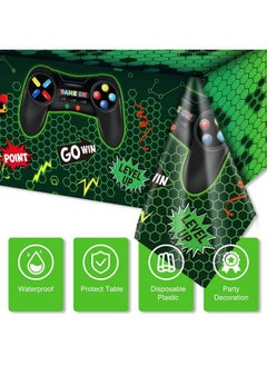 Tatuo 3 Pcs Video Game Table Cover Video Game Birthday Decoration Game Theme Plastic Table Cloth Party Supplies For Boys Girls Kids Player Geek Party Decorations 54 X 108 Inch (Green Classic Style)  - Image 4
