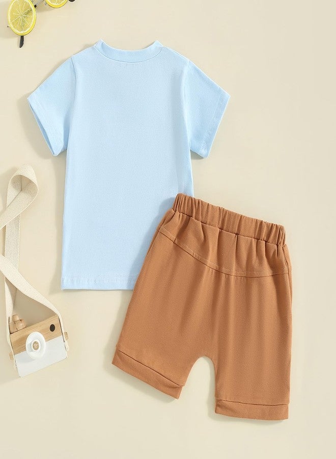 Fernvia Baby Boy Summer Outfits Toddler Funny Letter Short Sleeve T-Shirt Tops Elastic Shorts 2 Piece Clothes Set - Image 3