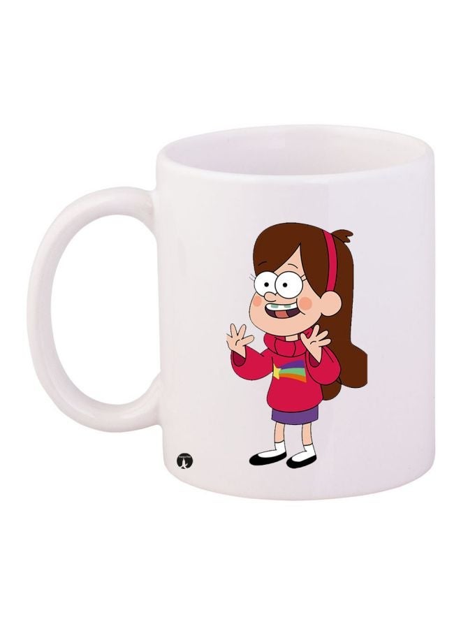 RYN Cartoon Printed Coffee Mug White/Pink/Brown 11ounce