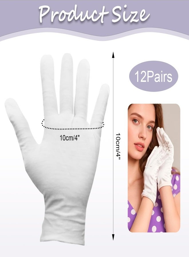 PQJSJDR 12 Pairs White Cotton Gloves for Women and Men, Premium Thick Cotton Gloves for Dry Hands Sleeping, Moisturizing Eczema Gloves Overnight, Work Gloves for Coin Jewelry Service, Reusable & Washable - Image 2