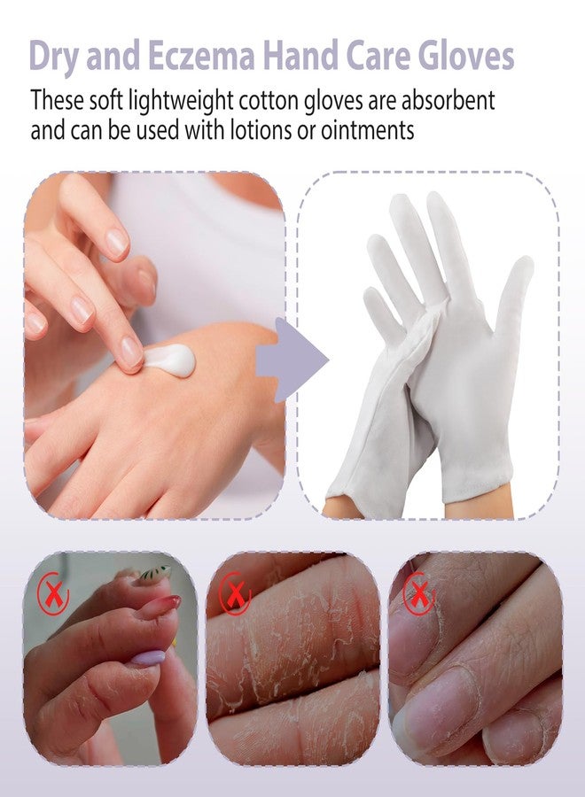 PQJSJDR 12 Pairs White Cotton Gloves for Women and Men, Premium Thick Cotton Gloves for Dry Hands Sleeping, Moisturizing Eczema Gloves Overnight, Work Gloves for Coin Jewelry Service, Reusable & Washable - Image 5