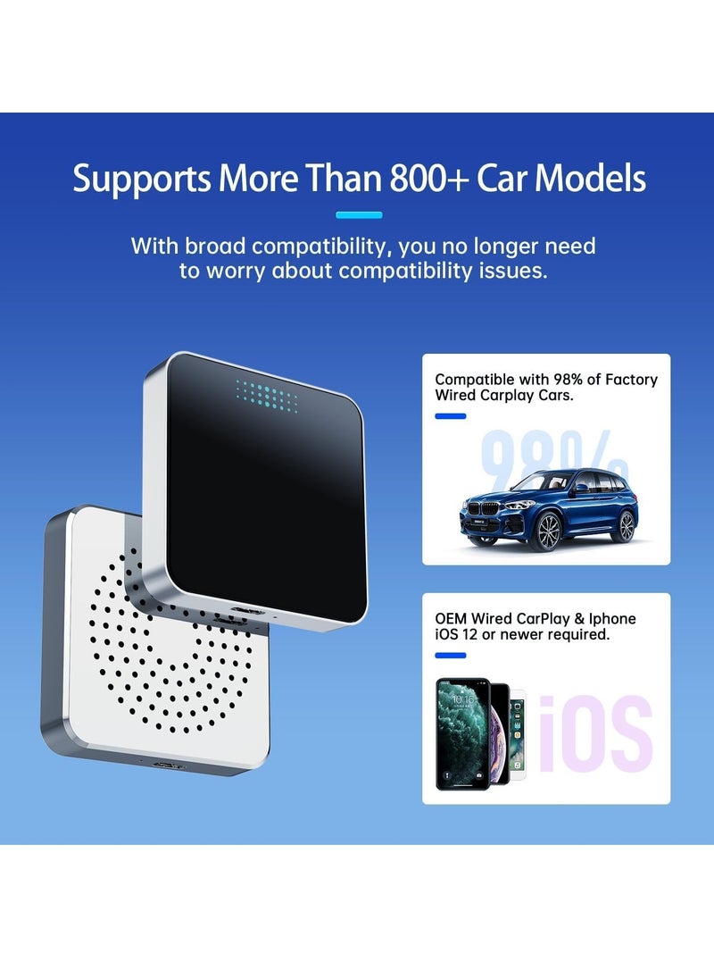 SYOSI - Wireless CarPlay Adapter, Convert Wired CarPlay for Wireless CarPlay, Fit for Factory Wired Carplay Cars from 2015 for iPhone iOS 10+, No Latency Plug Play Black - Image 1
