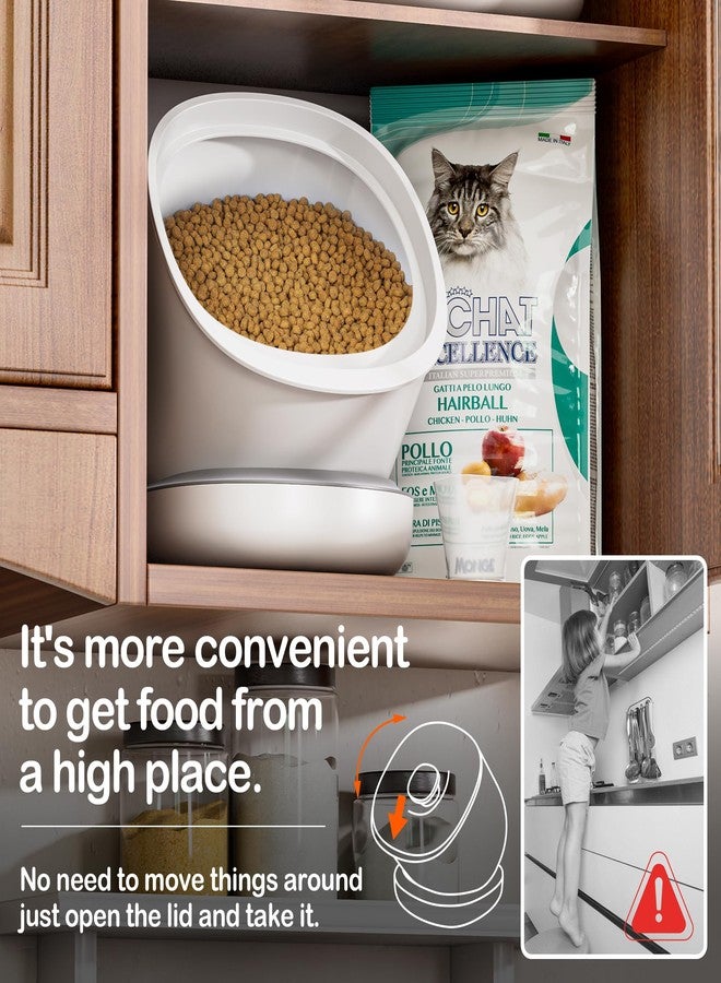 CTIME Airtight Pet Food Container - Front Opening Storage Jar, Triple-Layer Freshness Protection for Small Dog Cat Bird Treats & Dry Food - 7.2L/2.2Gal (White) - Image 2