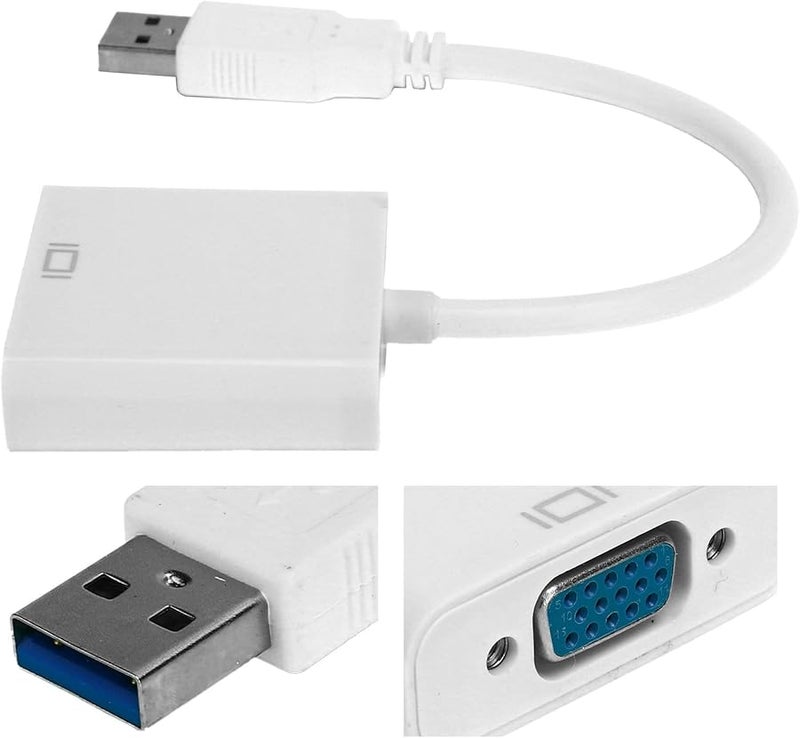 USB 3 0 to VGA Adapter Cable 1080P HD for PC Laptop Monitor TV Multi Display White - Image 4