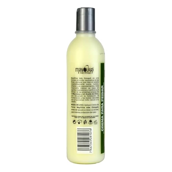 Mayoliva Plus Omega3 Leave-In Hair Cream 12.5 oz – Heat Protection & Intense Softness – Deep Conditioning Therapy for Dry & Damaged Hair with Mayonnaise and Olive Oil - Image 3