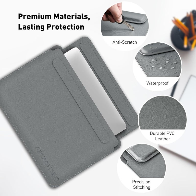 AboveTEK Laptop Bag Sleeve for Computer Expandable Storage, Two Adjustable Angles, Ultra-Slim Stylish, Fits 13"-14" Laptops (Grey) - Image 5