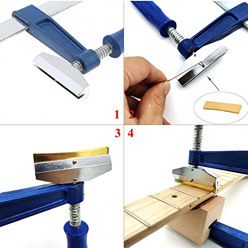 Jiayouy Guitar Bass Fingerboard Fret Press Insert Tool + 9Pcs Radian Fret Press Caul Inserts with 2pcs Wooden Soundhole Cauls, Hex Wrench - Image 3
