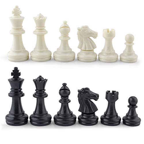 DINOBROS Chess Pieces Only Magnetic Plastic Chessman Set for Replacement of Missing Pieces - Complete Set of 32 Unweighted Game Pawns - Image 1
