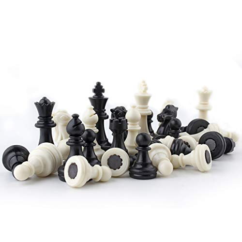 DINOBROS Chess Pieces Only Magnetic Plastic Chessman Set for Replacement of Missing Pieces - Complete Set of 32 Unweighted Game Pawns - Image 4
