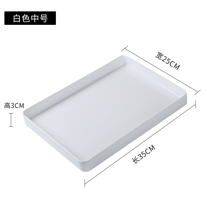 White Plastic Tray Rectangular Tea Tray Household Baking Tray Tea Cup Scandinavian Accessible Luxury Water Cup Storage Melamine - Image 1