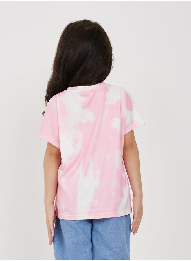 Tie Dye Floral Print T-Shirt