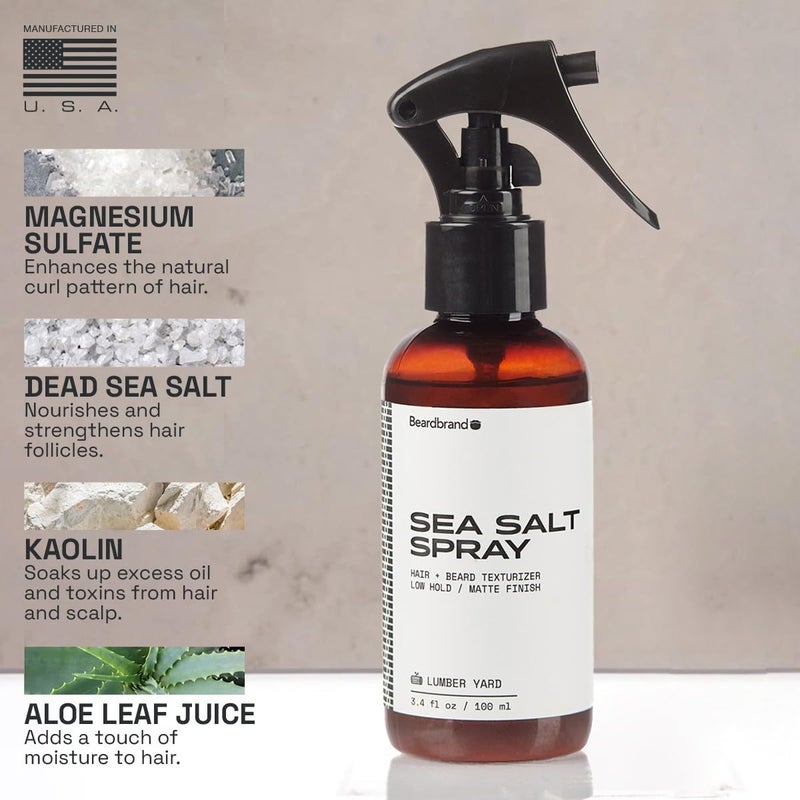 Beardbrand بخاخ ملح البحر للرجال - بخاخ لتنسيق الشعر يضيف حجمًا وملمسًا وسماكة فورية، بخاخ ملح خفيف للشعر لمظهر طبيعي ومُنسق، رائحة حديقة الأخشاب، احصل على أسلوب سهل وثبات طوال اليوم - Image 2