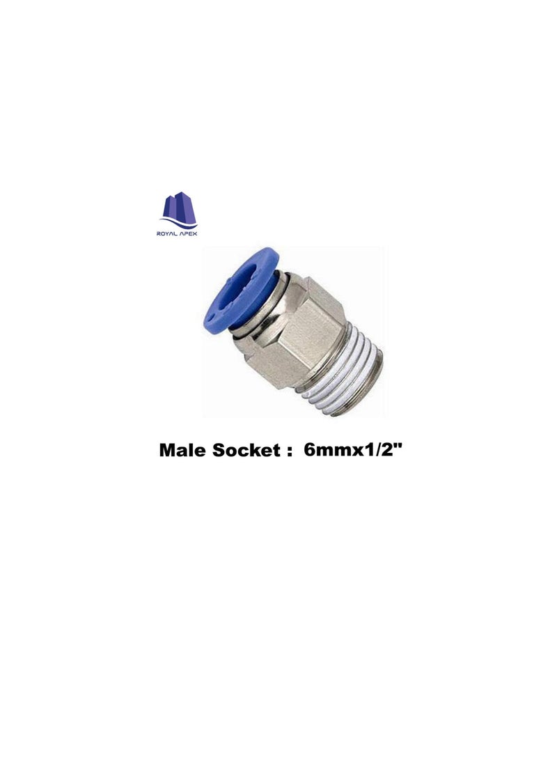 البولي يوريثين أنابيب ووصلات البولي يوريثين | دفع أنبوب هوائي لتوصيل التركيبات (مقبس ذكر - عبوة من 5 ، 6 مم × 1/2 بوصة) - Image 2