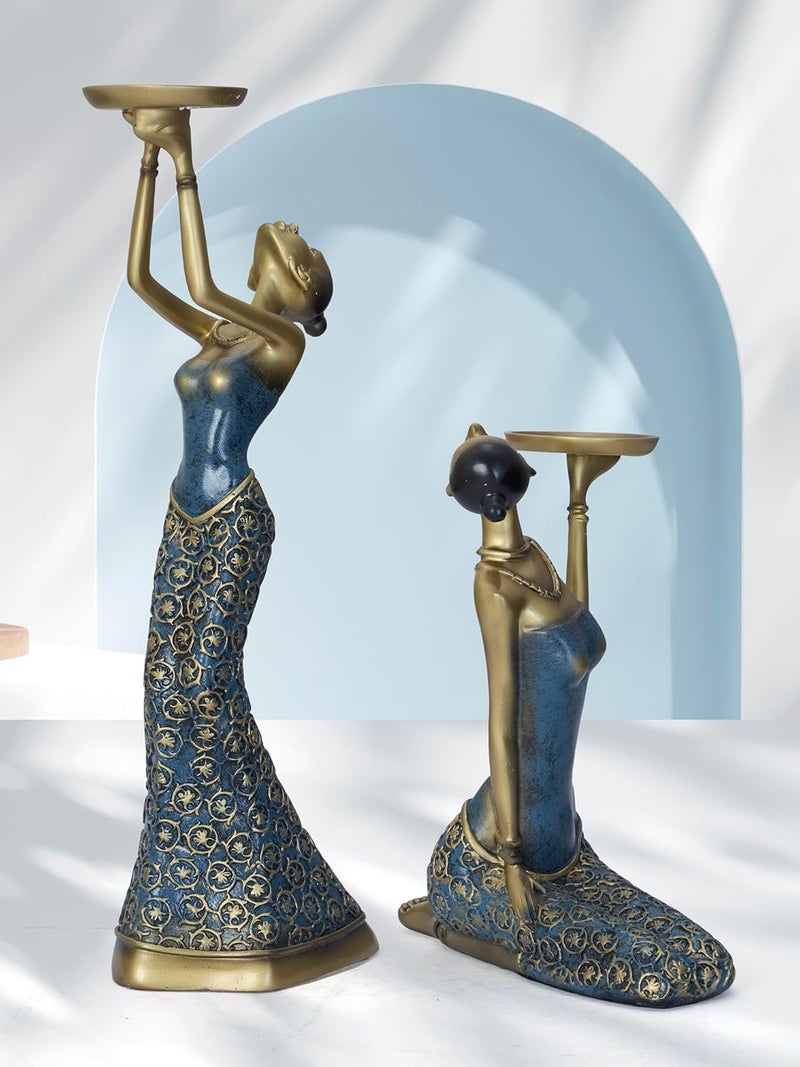 Modecor مجموعة حوامل الشموع من MODECOR للنساء 2 قطعة أناقة ملكية وحرفية خالدة AGT1034DARK أخضر داكن - Image 3