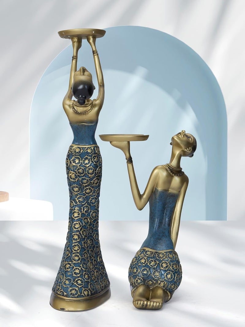 Modecor مجموعة حوامل الشموع من MODECOR للنساء 2 قطعة أناقة ملكية وحرفية خالدة AGT1034DARK أخضر داكن - Image 2