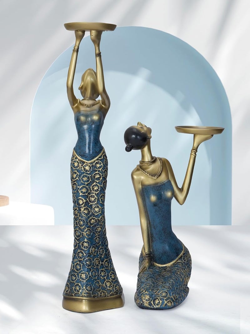 Modecor مجموعة حوامل الشموع من MODECOR للنساء 2 قطعة أناقة ملكية وحرفية خالدة AGT1034DARK أخضر داكن - Image 1