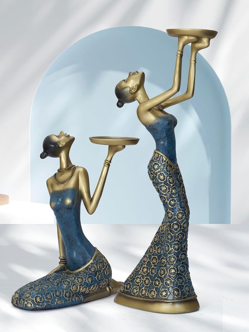 Modecor مجموعة حوامل الشموع من MODECOR للنساء 2 قطعة أناقة ملكية وحرفية خالدة AGT1034DARK أخضر داكن - Image 4
