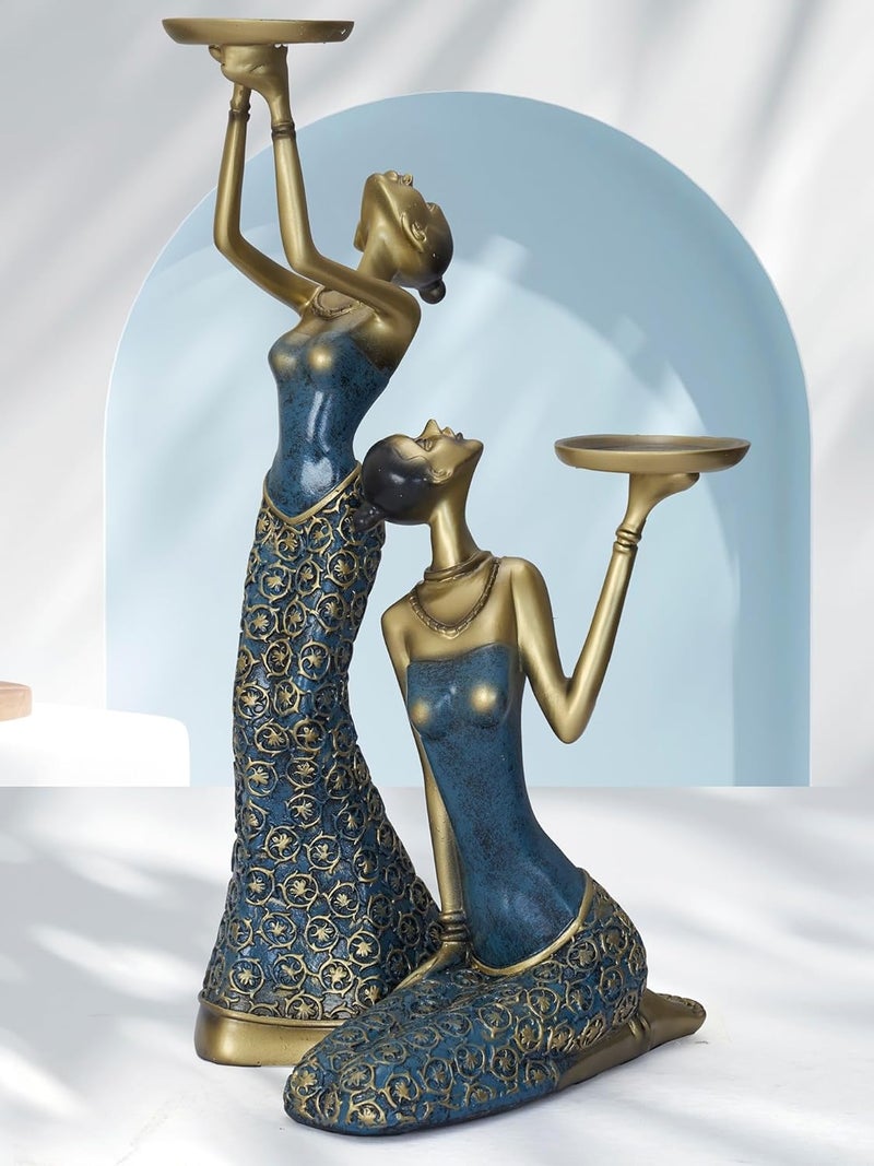 Modecor مجموعة حوامل الشموع من MODECOR للنساء 2 قطعة أناقة ملكية وحرفية خالدة AGT1034DARK أخضر داكن - Image 5