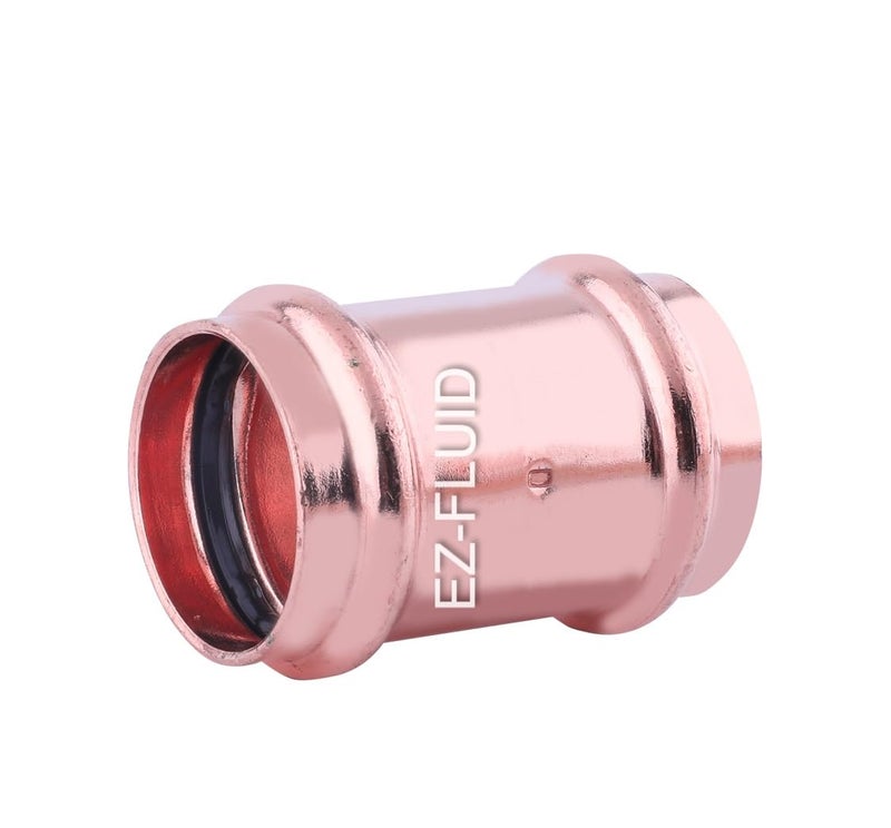 EZ-FLUID EZFluid 114 Press Copper Press Coupling with Stop Pro Press Copper Pressure Fittings Press x Press Connection for Residential Commercial - Image 2