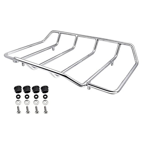 Benlari Chrome Tour Pack Luggage Rack Trunk Top Rack Motorcycle Trunk Rail Rack Compatible for Harley Touring Street Glide Electra Glide Road Glide Road King Ultra Limited 19842024